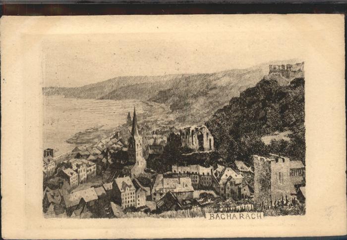 Bacharach Rhein Panorama Künstlerkarte