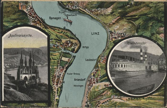 REMAGEN Rheinland-Pfalz Rheinkarte Apollinariskirche