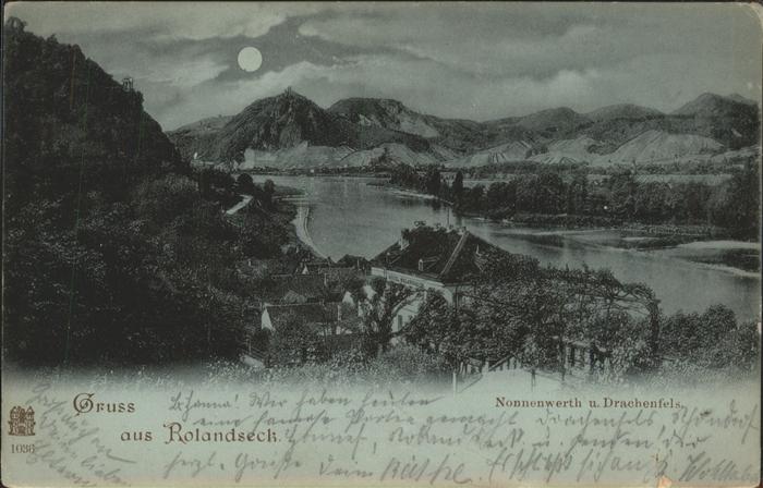 Rolandseck Nonnenwerth Drachenfels bei Nacht