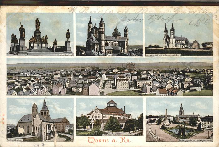 Worms Kirchen Lutherdenkmal Panorama