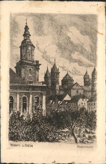Worms Marktplatz Künstlerkart