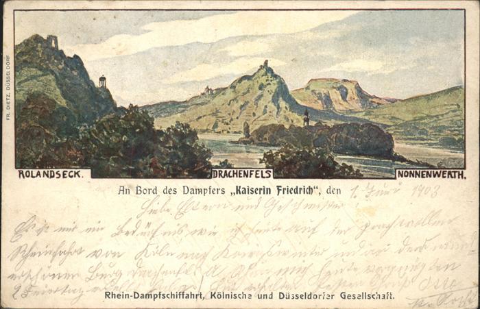 Rolandseck Drachenfels Nonnenwerth Künstlerkarte