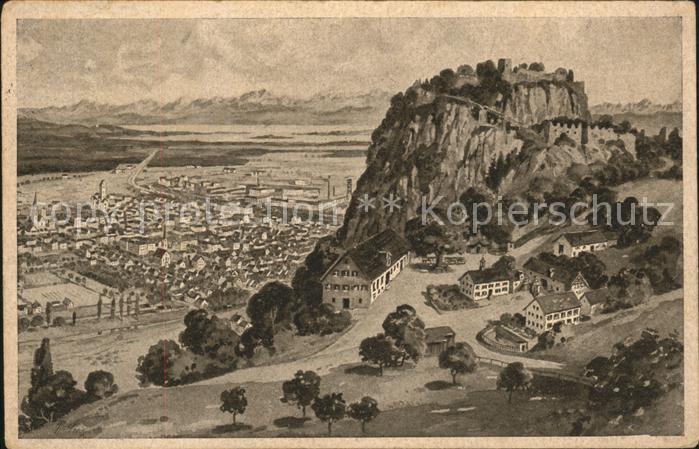 Singen Hohentwiel Panorama mit Festungsruine Bodensee Alpenblick