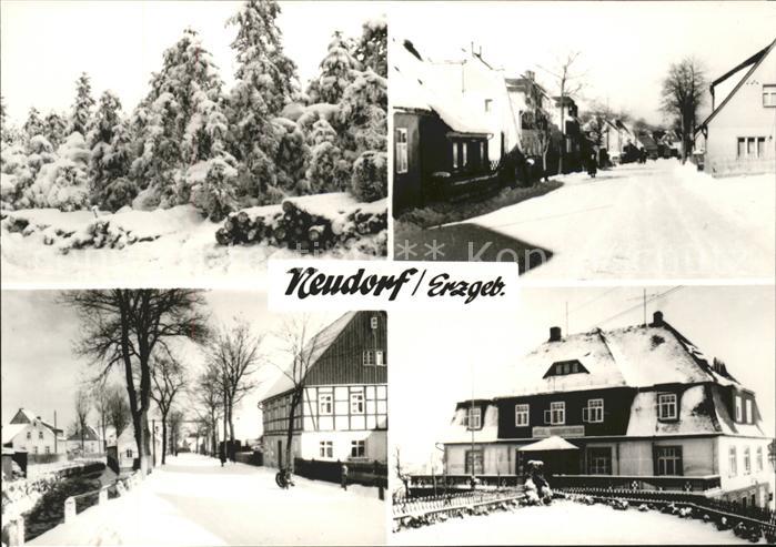 Neudorf Erzgebirge Winterimpressionen Strassenpartie Hotel