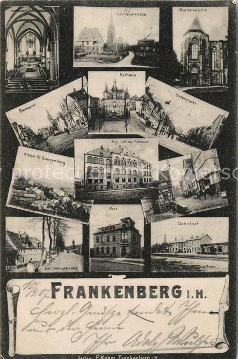 Frankenberg Eder Liebfrauenkirche Rathaus Kirche Bahnhof Post Teilansicht