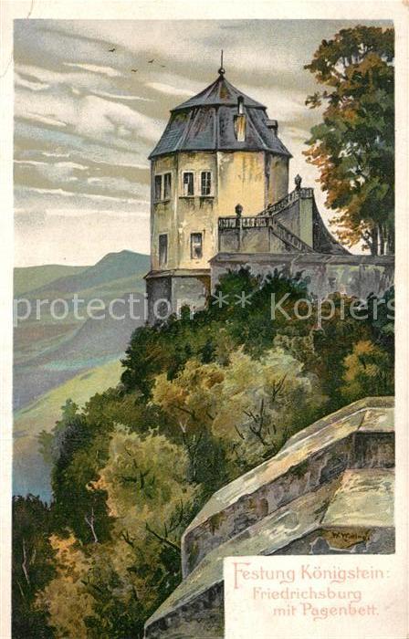 Koenigstein Saechsische Schweiz Friedrichsburg mit Pagenbett