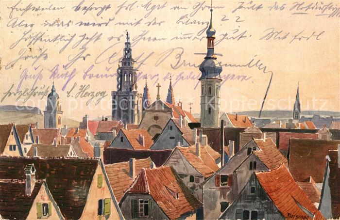 Heilbronn Neckar Teilansicht mit Kirchtuermen