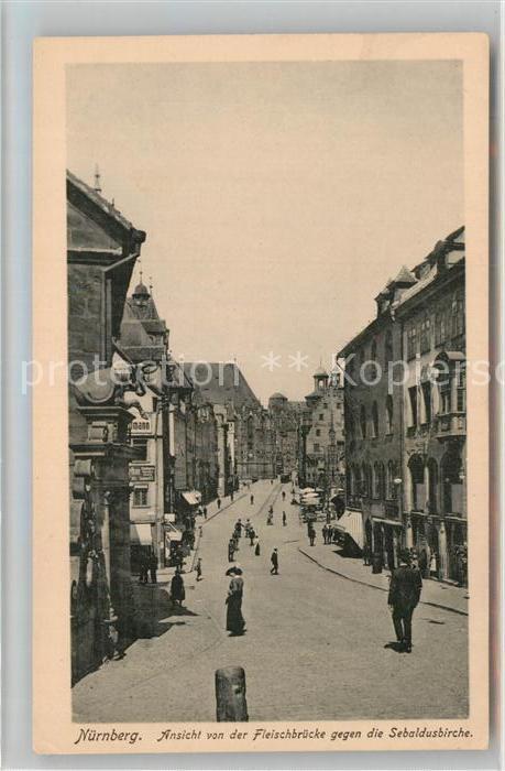 NueRNBERG CITY Blick von der Fleischbruecke gegen Sebaldskirche