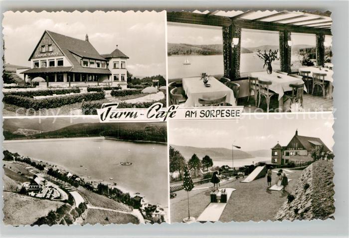 Langscheid Sorpesee Turm Cafe Minigolf Fliegeraufnahme