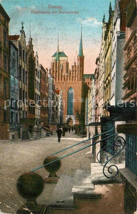 Danzig Westpreussen Frauengasse mit Marienkirche