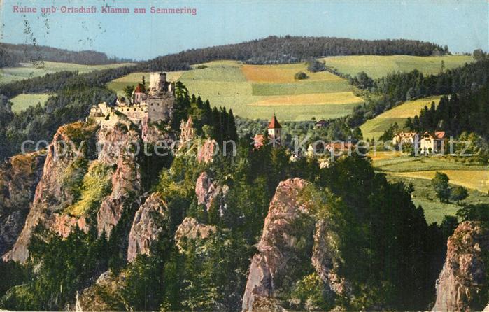 Klamm Breitenstein Ruine mit Ortsblick am Semmering