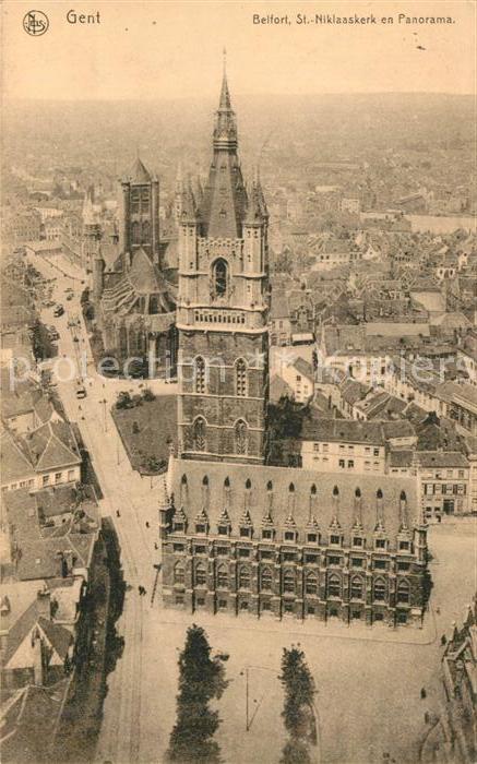Gent Gand Flandre Fliegeraufnahme St. Niklaaskerk en Panorama