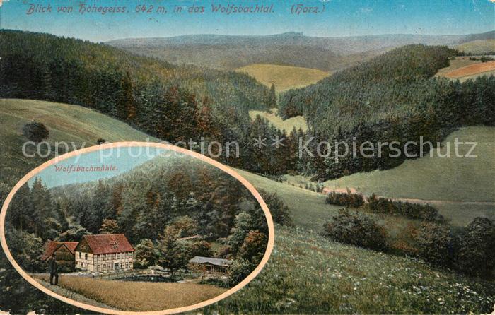 Hohegeiss Harz Blick in das Wolfsbachtal Landschaftspanorama Wolfsbachmuehle