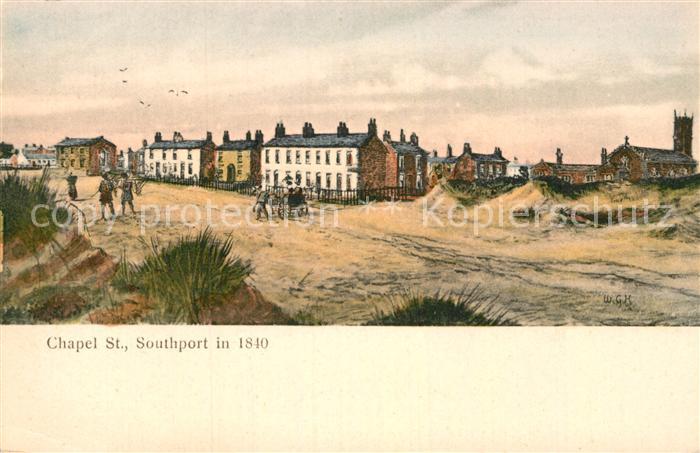 Southport UK Chapel Street in 1840 Painting Kuenstlerkarte