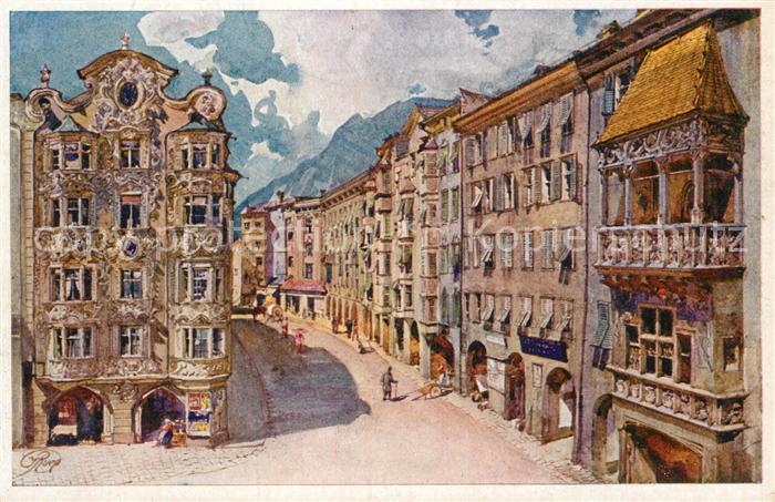 Innsbruck Goldenes Dachl Kuenstlerkarte