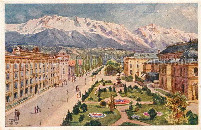 Innsbruck Rennweg Alpen Kuenstlerkarte