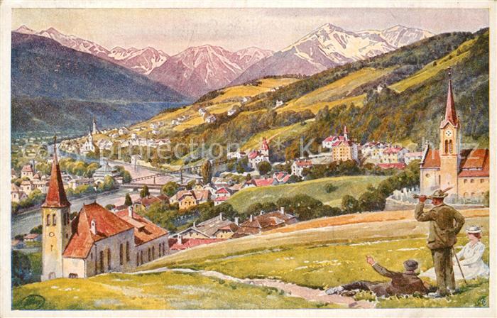 Innsbruck Panorama Alpen Alpenlaendische Kunst Nr 46 Kuenstlerkarte