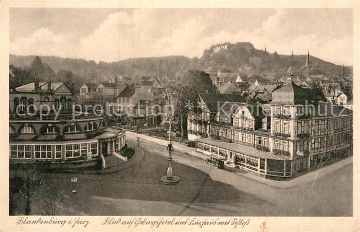 Blankenburg Harz Blick auf Gebirgshotel und Kurhaus mit Schloss