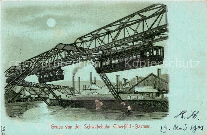 Barmen Elberfeld Schwebebahn im Mondschein