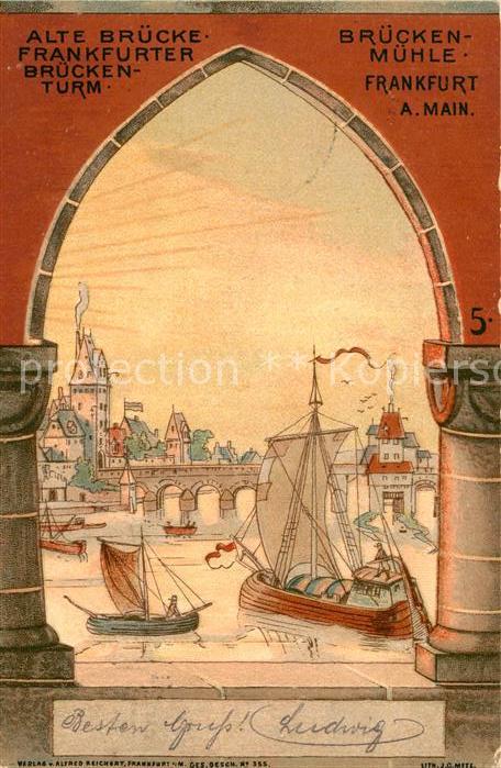Frankfurt Main Alte Bruecke Frankfurter Brueckenturm Brueckenmuehle Deutsche Rei