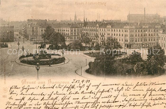 HANNOVER  CITY Ernst August Platz Denkmal Reiterstandbild Deutsche Reichspost