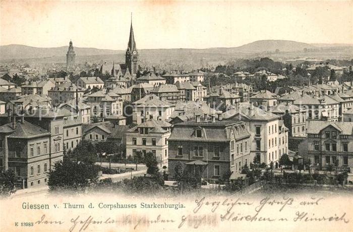 Giessen Lahn Blick vom Turm des Corpshauses Starkenburgia