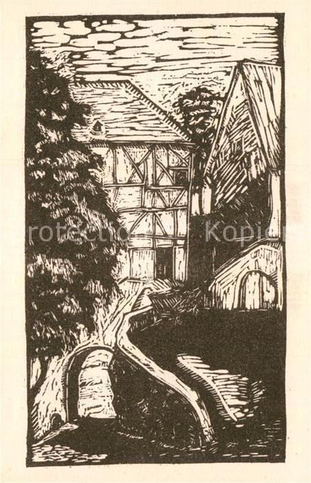 Steinheim Main Maintor nach Original Linolschnitt von Frank Brosig Kuenstlerkart