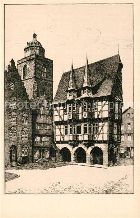 Alsfeld Marktplatz Rathaus Historisches Gebaeude Kuenstlerkarte