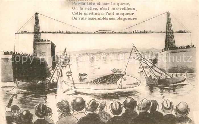 Marseille Bouches-du-Rhone Transbordeur vieux port sardine dessin