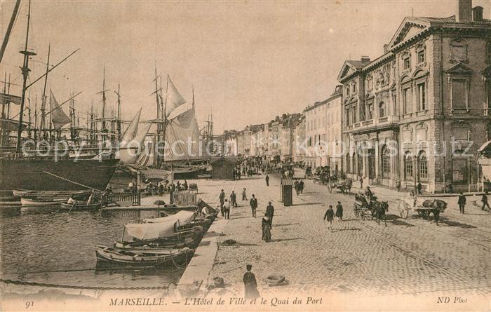 Marseille Bouches-du-Rhone Hotel de Ville et Quai du Port