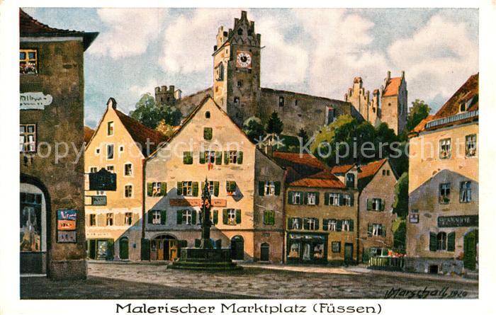Fuessen Allgaeu Malerischer Marktplatz Serie Aus malerischen Staedten Kuenstlerk