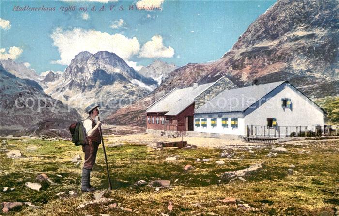 Madlenerhaus Bielerhoehe Berghaus Alpen Wanderer Photochromiekarte No 11667