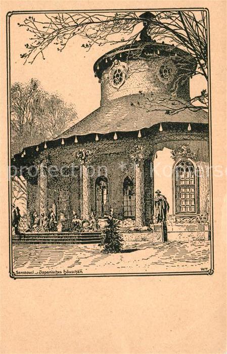 Potsdam Sanssouci Japanisches Haeuschen Kuenstlerkarte