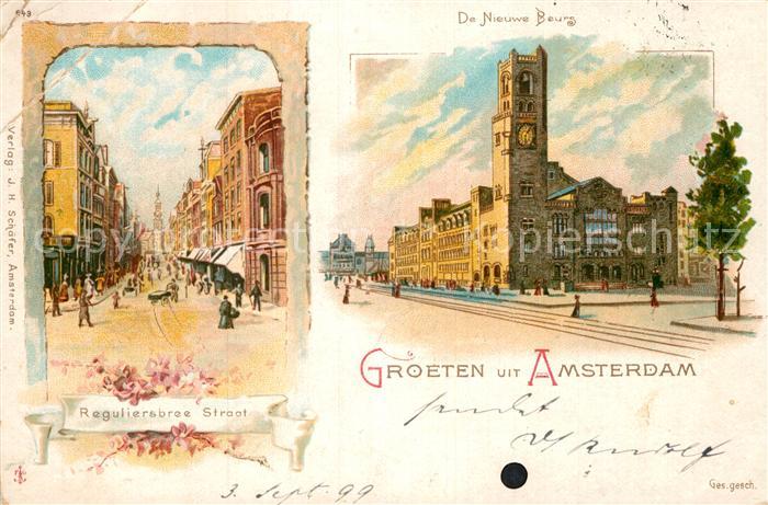 Amsterdam Niederlande Reguliersbree Straat De Nieuwe Beurs Litho