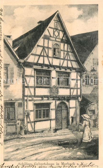 Marbach Neckar Schillers Geburtshaus Kuenstlerkarte