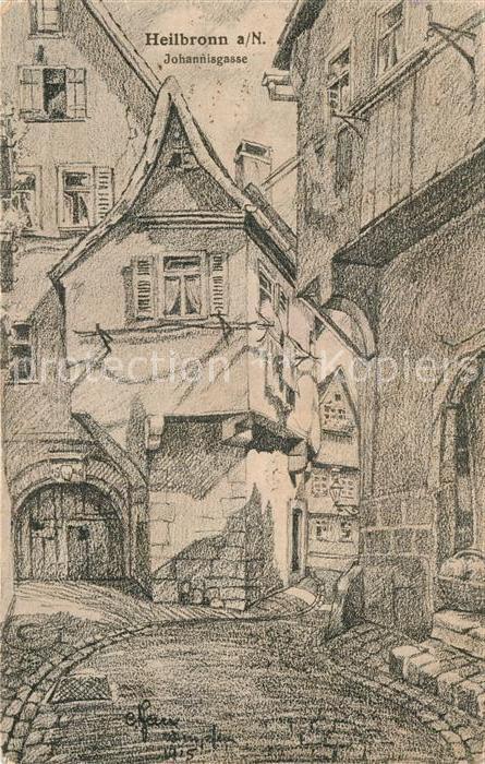 Heilbronn Neckar Johannisgasse Kuenstlerkarte
