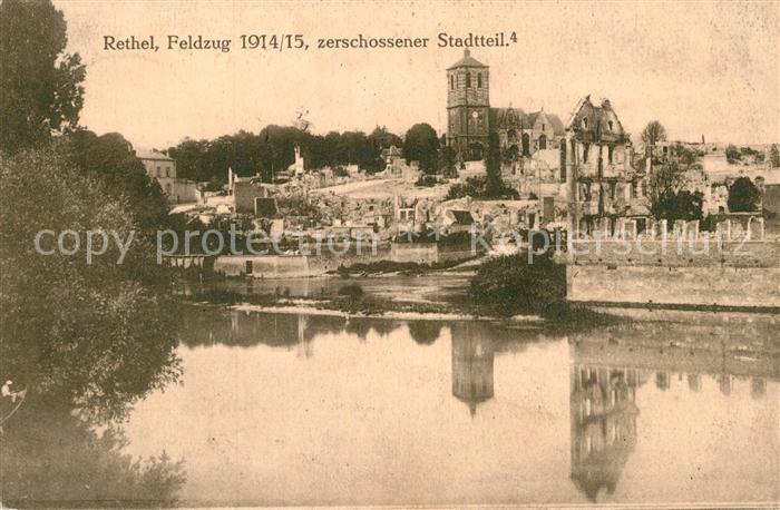 Rethel Ardennes zerschossener Stadtteil 1. Weltkrieg Fe