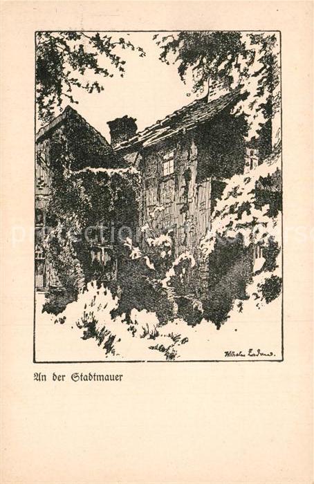 Frankfurt Oder An der Stadtmauer Federzeichnung Wilhelm Zabow Kuenstlerkarte