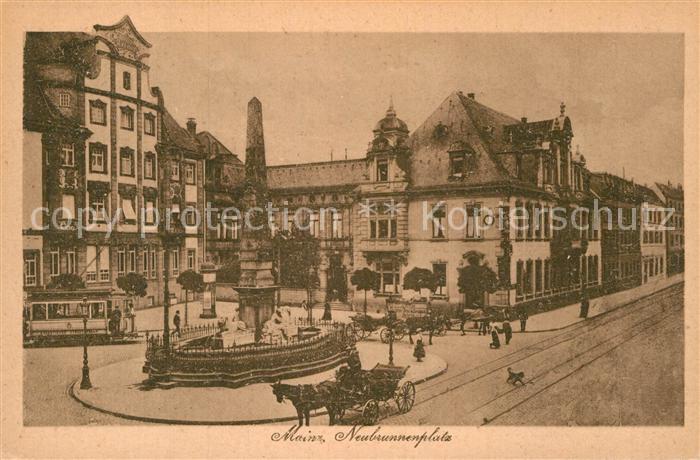 Mainz Rhein Neubrunnenplatz Pferdekutsche