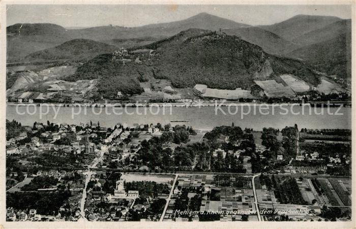 Mehlem Bonn Blick gegen den Drachenfels Fliegeraufnahme