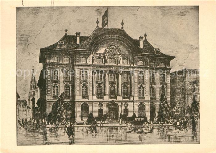 Bern BE Gebaeude Zeichnung Kuenstlerkarte