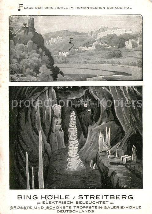 Streitberg Oberfranken Bing Hoehle Schauertal Tropfsteinhoehle Kuenstlerkarte