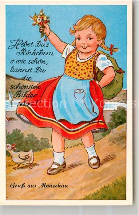 Monschau Montjoie NRW Maedchen mit Rucksach Ente