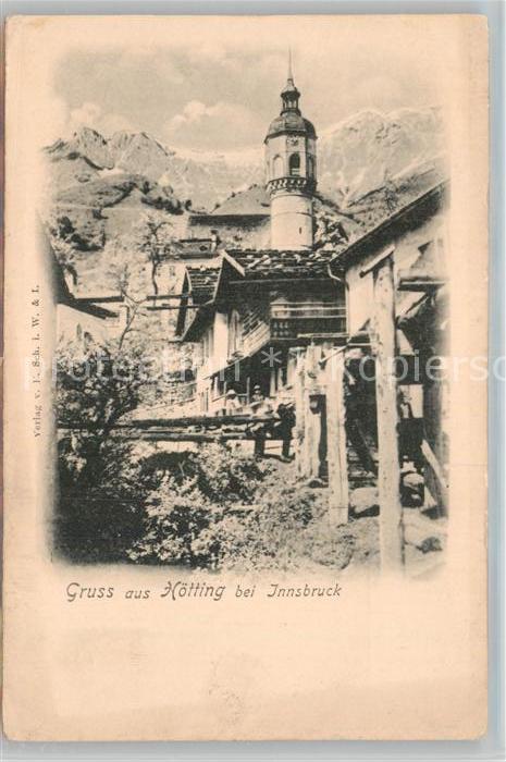 Hoetting Dorfpatie mit Kirchturm Alpen