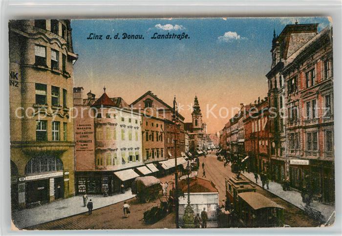 Linz Donau Landstrasse Strassenbahn Pferdefuhrwerke