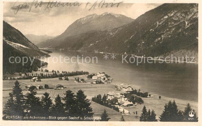 Pertisau Achensee Fliegeraufnahme Seepartie gegen Seehof