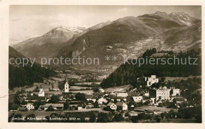 Gmuend Kaernten Fliegeraufnahme mit Sonnenblick