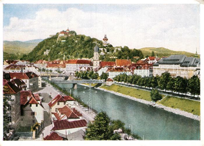 Graz Steiermark Mur und Schloßberg Stadt der Volkserheb