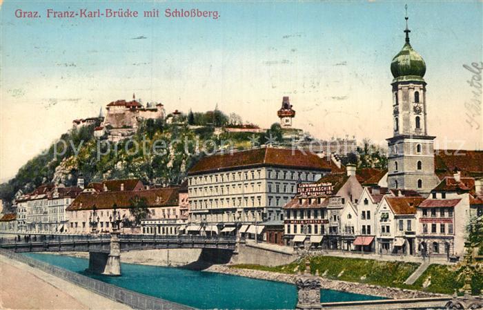 Graz Steiermark Franz Karl Brücke mit Schlossberg