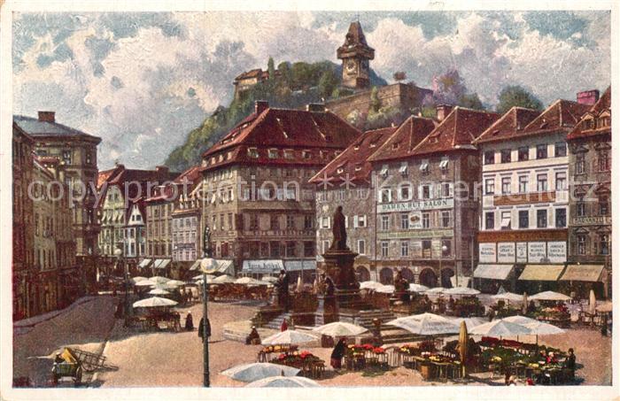 Graz Steiermark Hauptplatz Denkmal Marktplatz mit Schlo